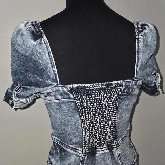 Retrofête Janie Washed Denim Mini Dress Women’s Small - Picture 8 of 10